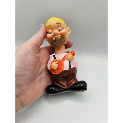 Vintage ALPS Happy Hillbilly Hobo Wind Up. Toy Plastic Tin Japan w/ Banjo
