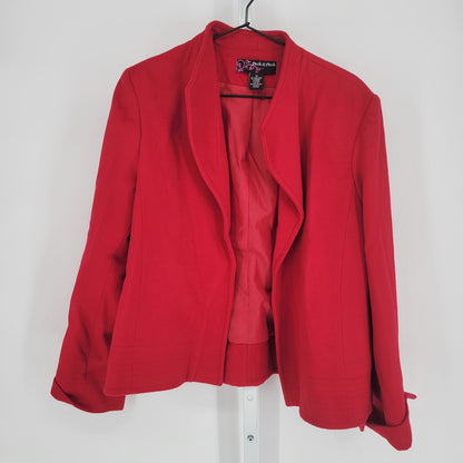 Peck & Peck Womens Sz 14 Wool Cashmere Blend Blazer Jacket Cherry Red