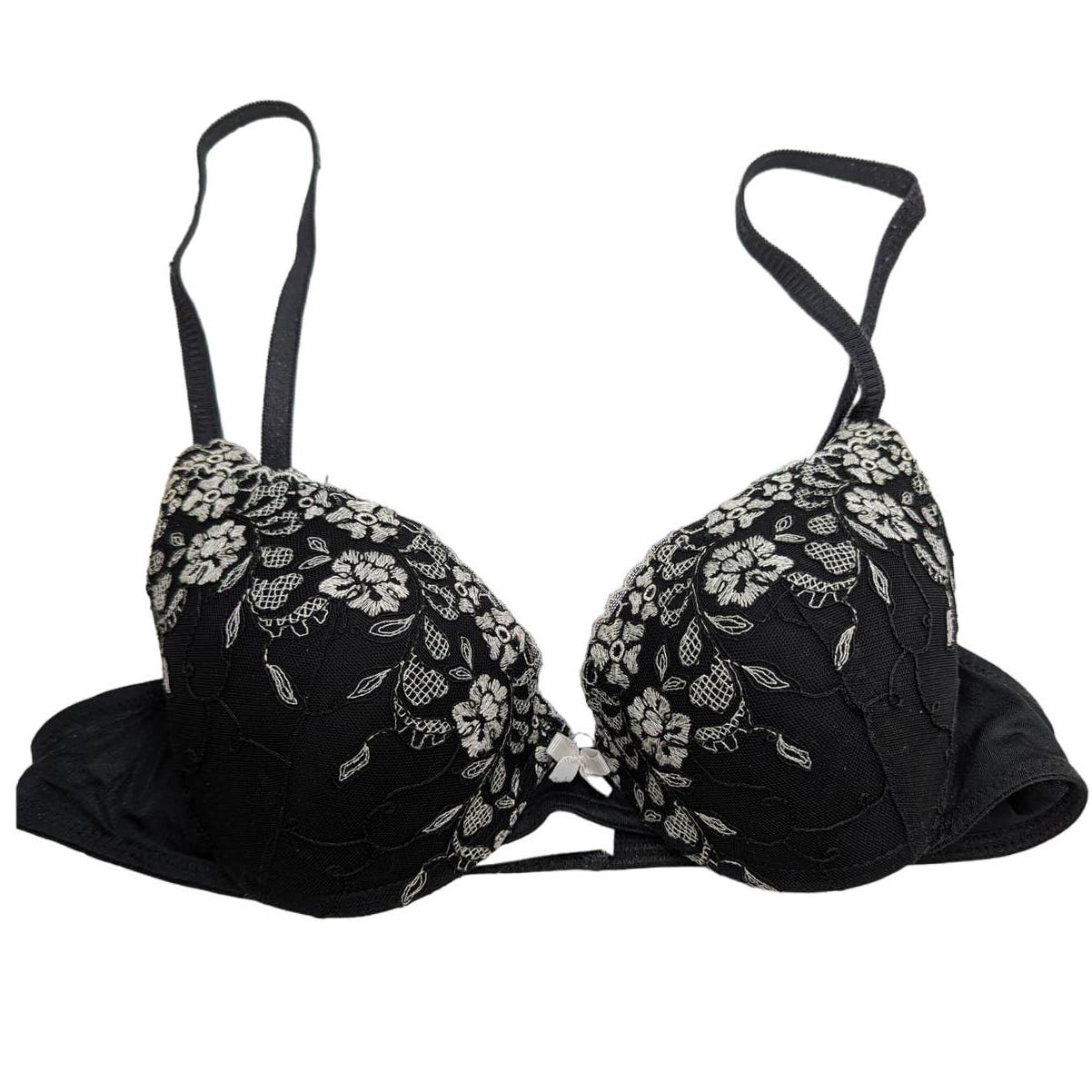 Apt 9 Womens Sz 36A Padded Push Up Bra Black White Lace