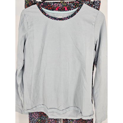 Lands End Womens Sz S Long Sleeve Pajama Set Blue Floral Lounge Pants