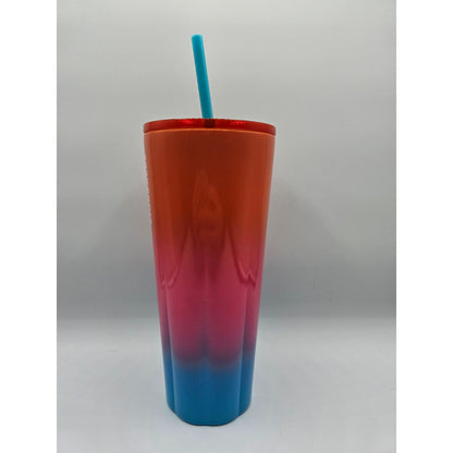 Starbucks Summer 2023 Tumbler Puffy Gradient Pink Orange Blue 24Oz Cold Cup