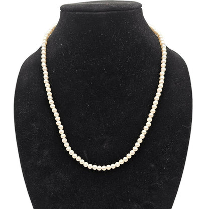 Vintage Single Strand Champagne Faux Round Pearl Necklace 2000s