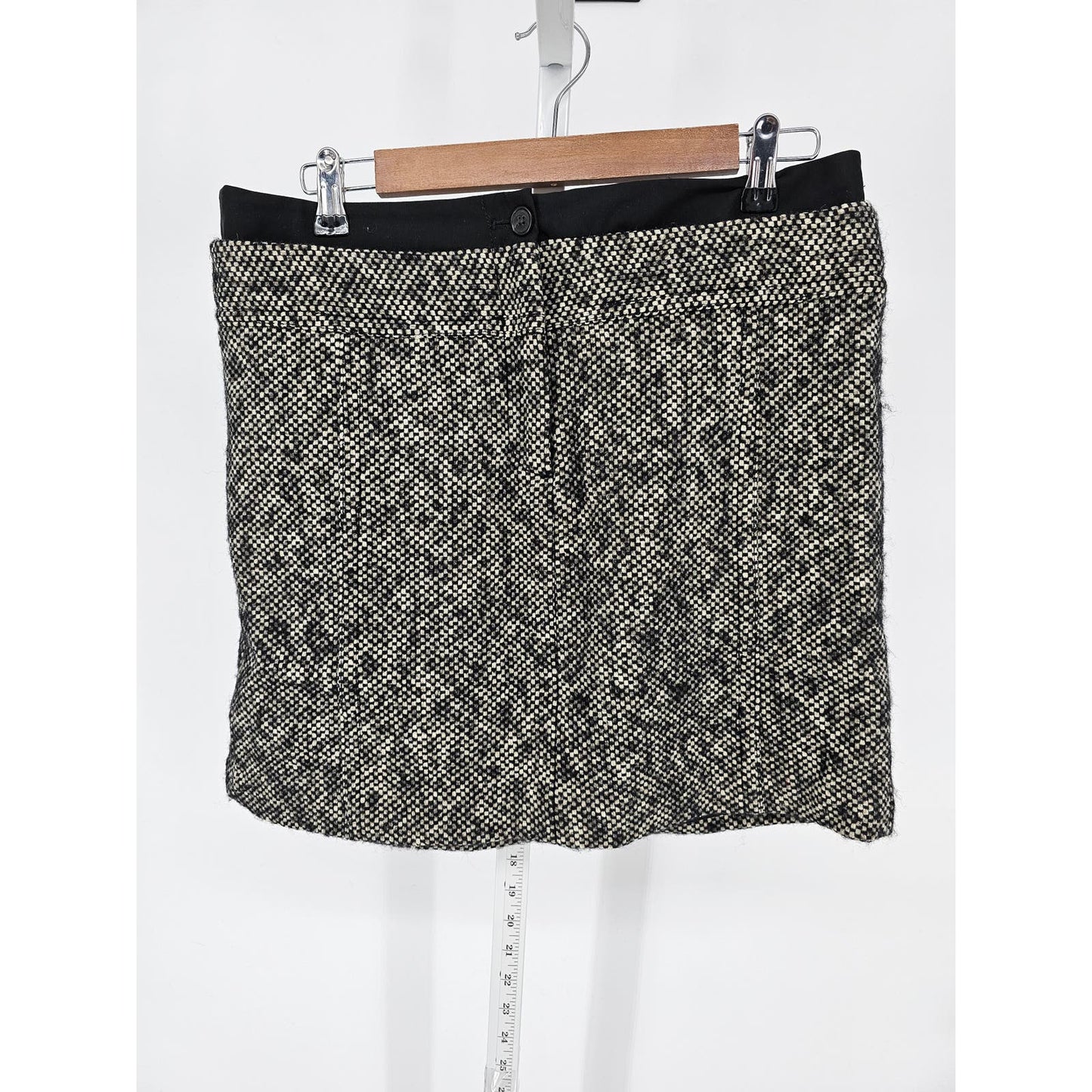 Ann Taylor LOFT Womens Sz 12P Petite Wool Blend Tweed Skirt Gray Black Straight