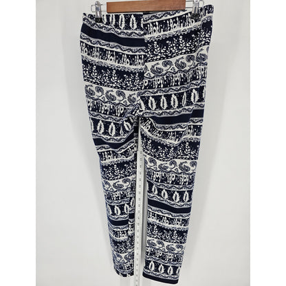 Just Cozy Womens Sz M Fleece Lined Leggings Black White Aztec Print