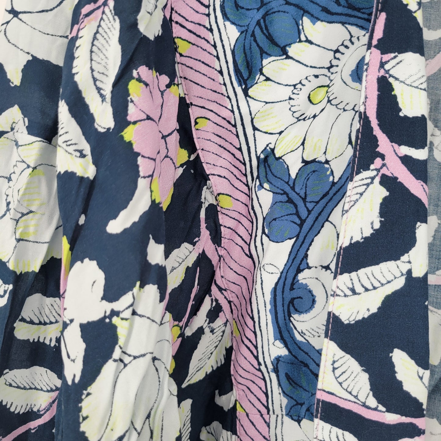 Soft Surroundings Womens Sz M Open Front Cardigan Kimono Blue Pink Floral