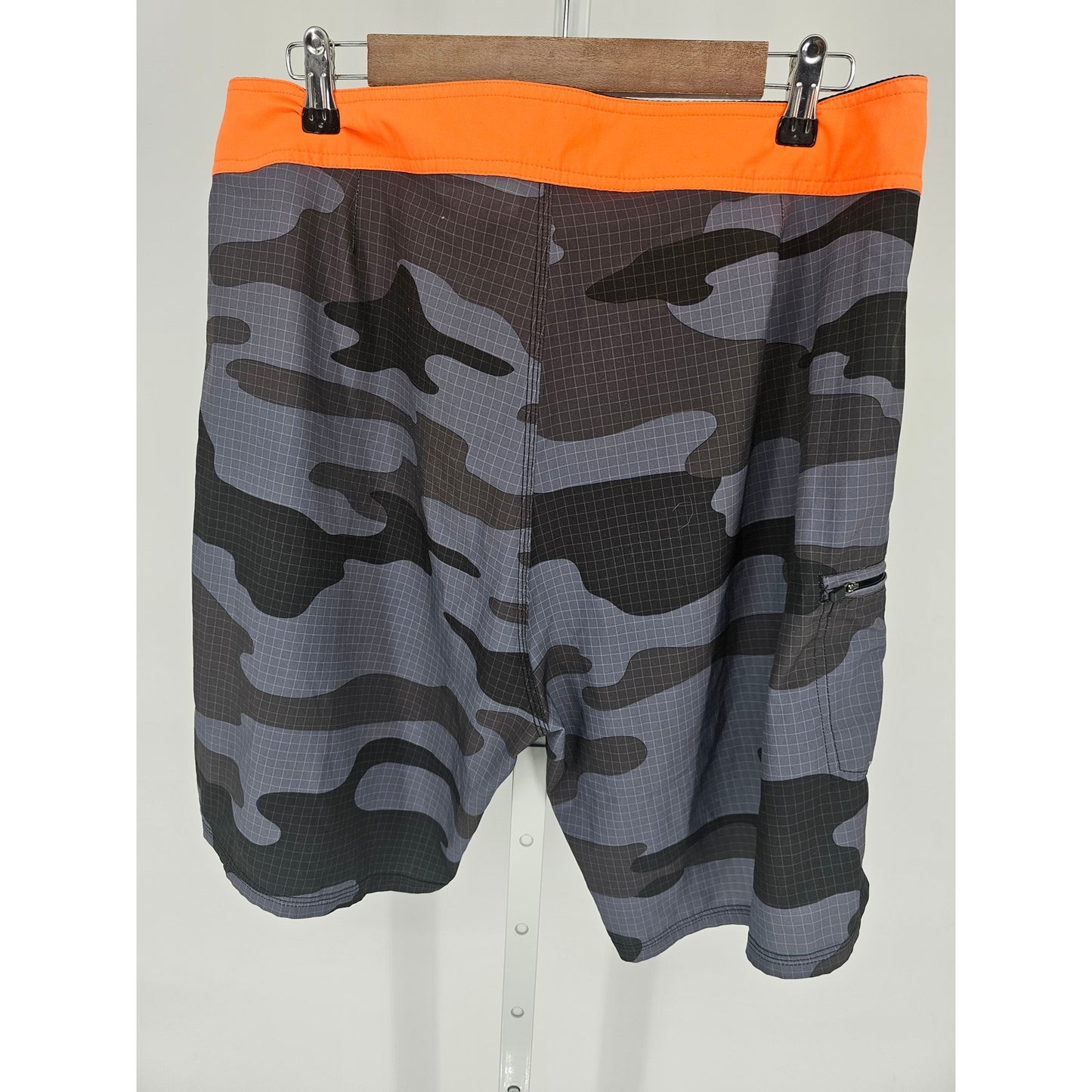 Mens Sz 36 Navy Featherlight 4 Way Stretch Board Shorts Camo Print Swimsuit