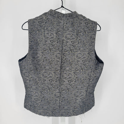 Vintage Geoffrey Beene Sport Womens Sz 10 Button Up Vest Blue Gold Quilted