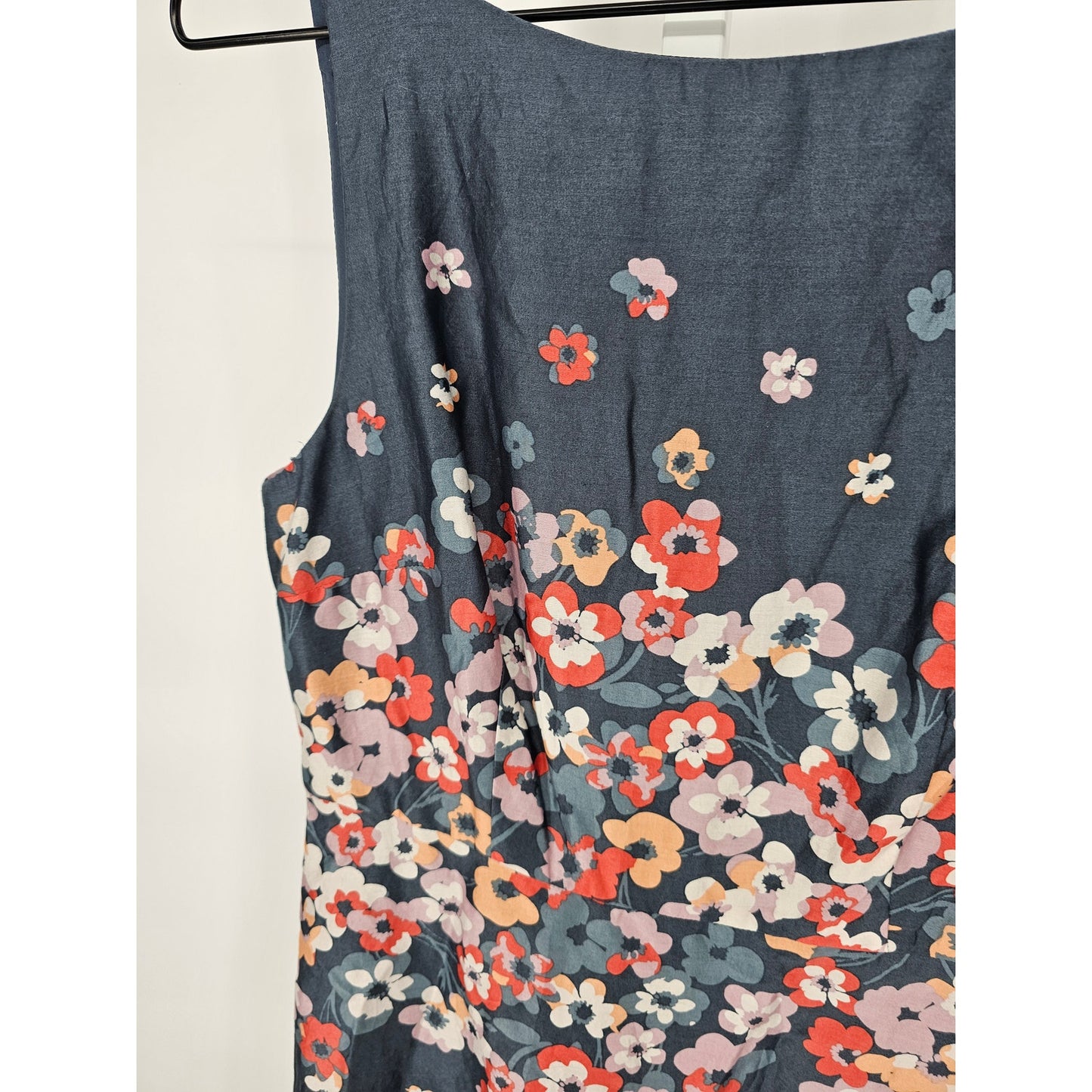 Loft Womens Sz 4 Knee Length Sleeveless Dress Cotton Gray Floral Springtime