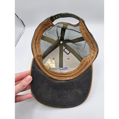 Patagonia Fitz Roy Trout Anvil Patch Snap Back Mesh Trucker Hat Tan