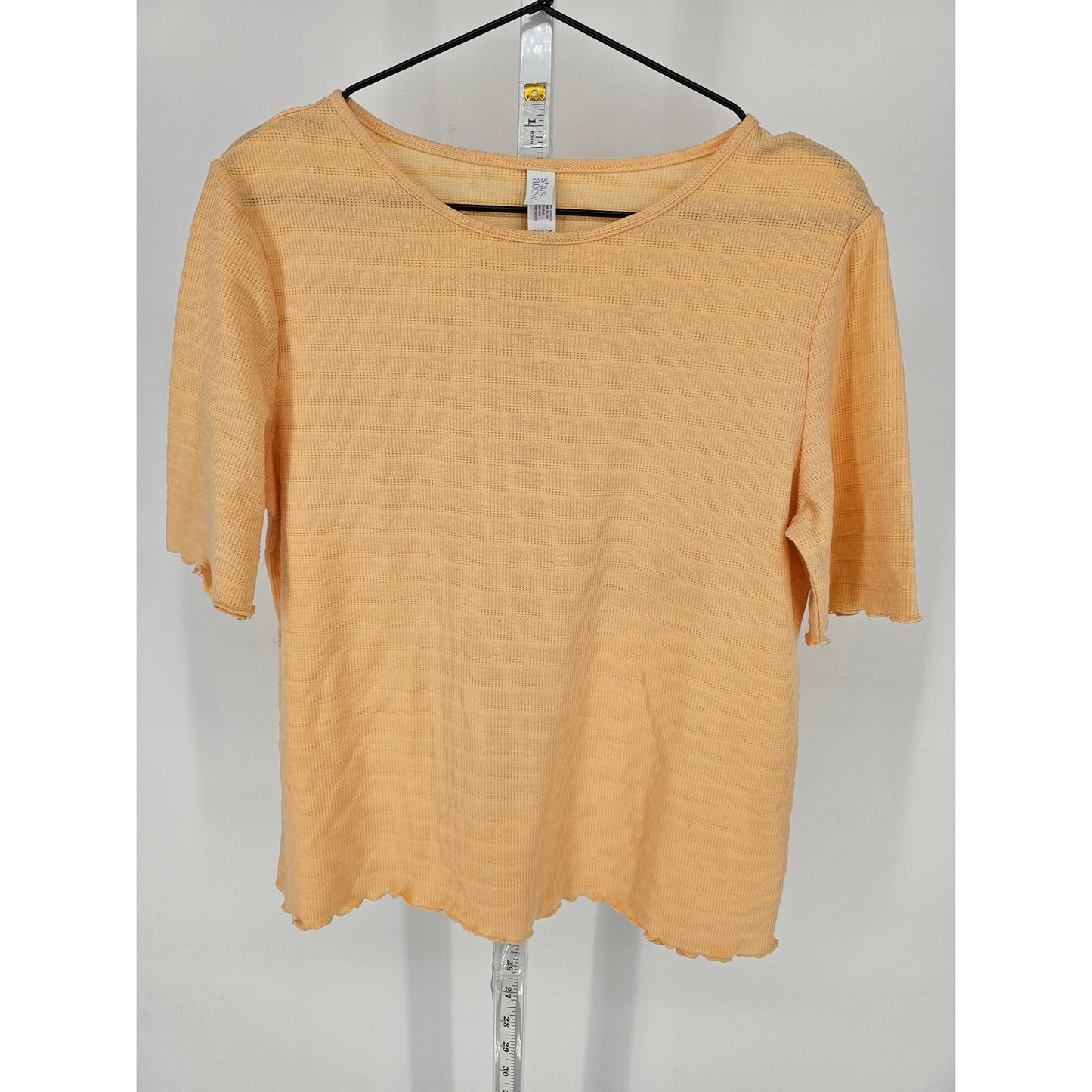 Stars Above Womens Sz M Shorts and Short Sleeve Pajama Set Yellow Waffle Knit