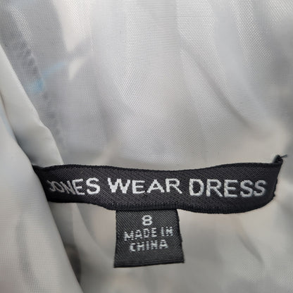 Jones Wear Dress Womens Sz 8 Midi Length Sleeveless Dress Black Blue Floral