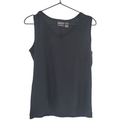 Additions by Chicos Womens Sz 2 (XL) V Neck Tank Top Black Layering Piece