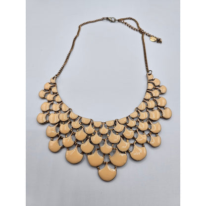 Vintage 1990s Bib Collar Style Statement Piece Necklace Cream Enamel