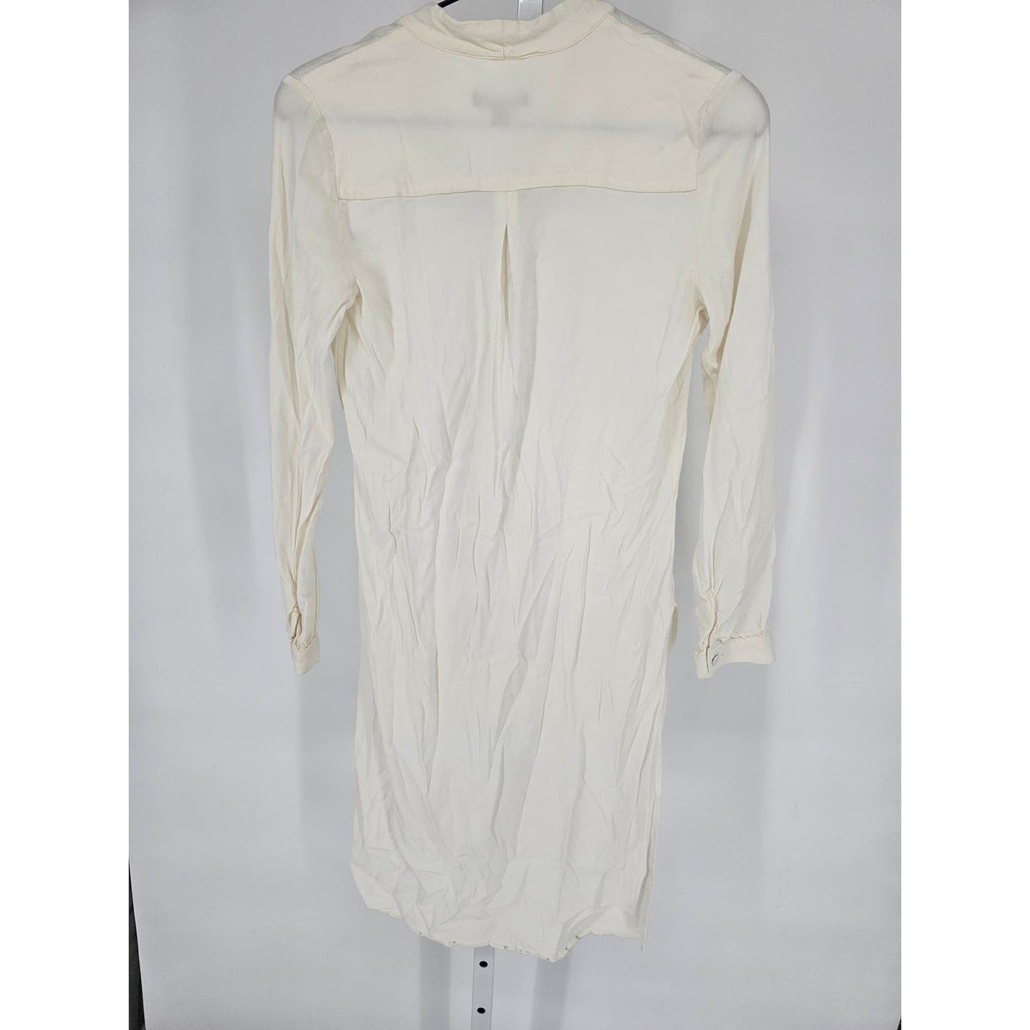 Ella Moss Womens Sz S High Low Long Sleeve Tunic Top Ivory Bow Front