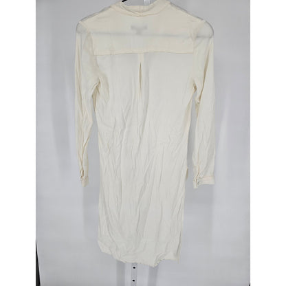 Ella Moss Womens Sz S High Low Long Sleeve Tunic Top Ivory Bow Front