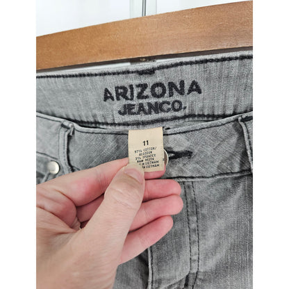 Vintage Y2K Arizona Jean Co Juniors Sz 11 Cropped Denim Capri Pants Gray