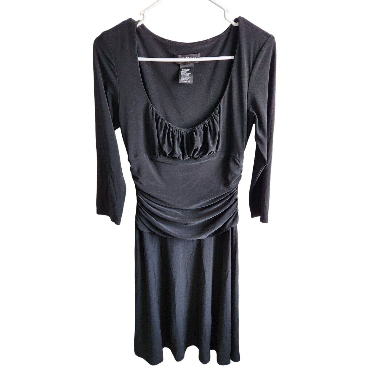 Jones New York Womens Sz 8 Midi Length Long Sleeve Dress Solid Black