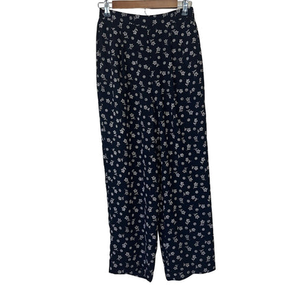 Vintage Pendleton Womens Sz 6P High Waist Polyester Pants Black White Floral