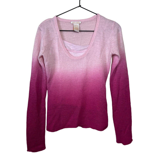 Sweet Romeo Womens Sz S Lightweight Sweater Pink Ombre Cotton Blend