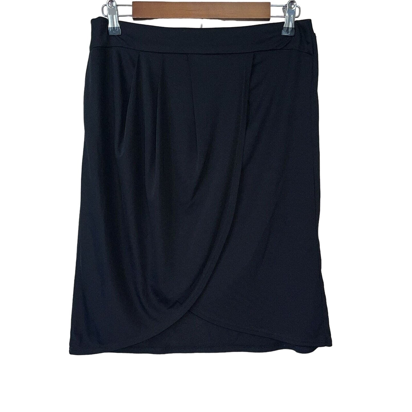 NY Collection Womens Sz M Solid Black Tulip Hem Skirt Career