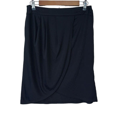 NY Collection Womens Sz M Solid Black Tulip Hem Skirt Career