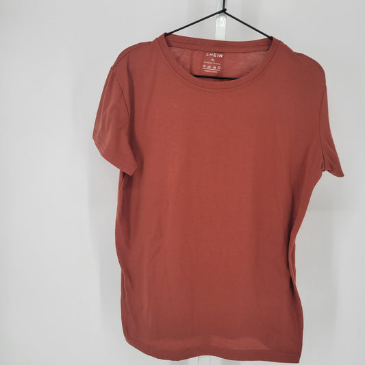 Shein Womens Sz XL Crew Neck Short Sleeve T Shirt Burnt Orange