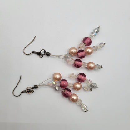 Vintage BARCS Silver TONE Amber Orange Glass CABOCHON Clip ON Earrings