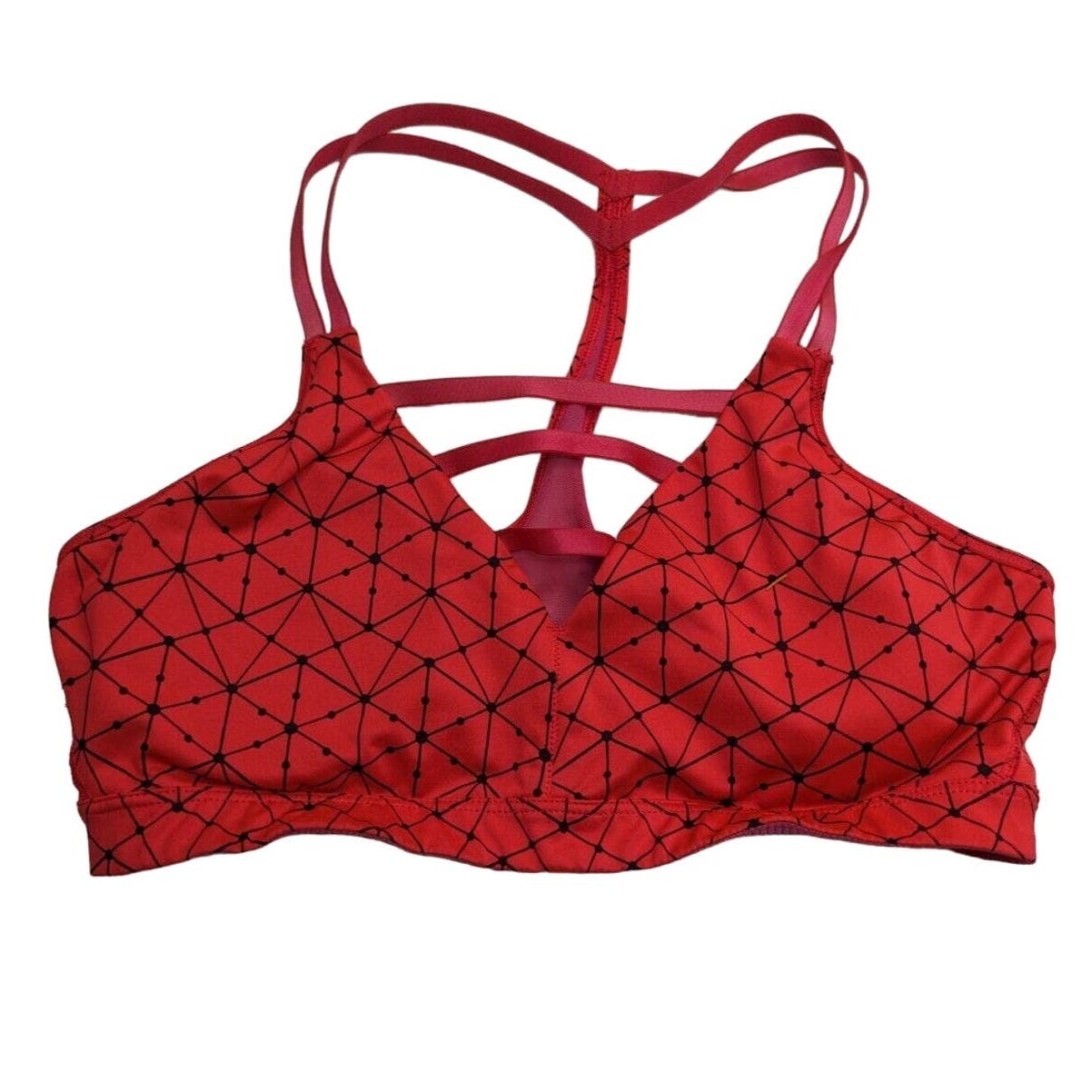 Victorias Secret VXS Sports Bra Sz M Red and Black Compression Strappy