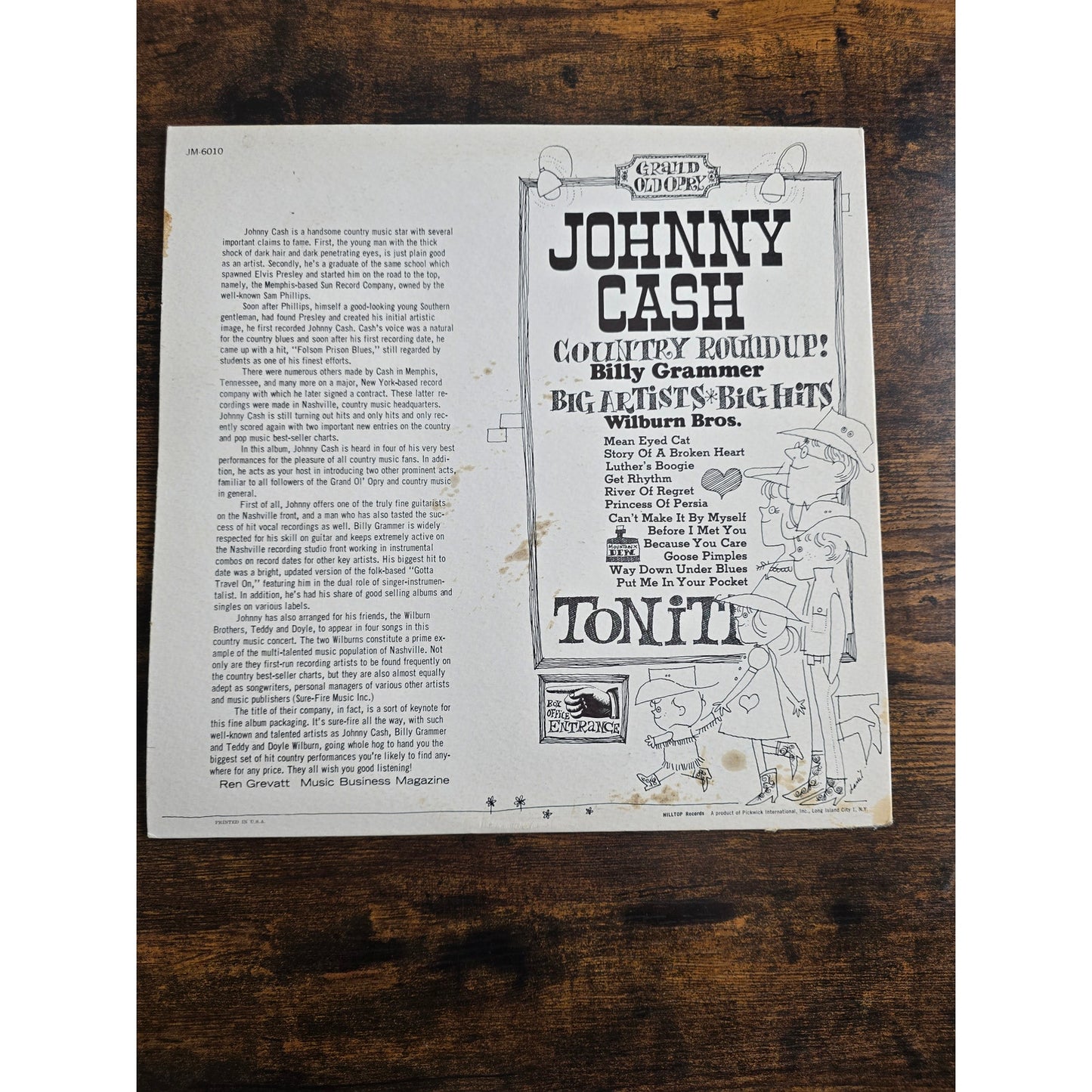Johnny Cash's Country Round Up w/ Wilburn Bros and Billy Grammer JM-6010