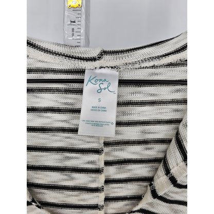 Kona Sol Womens Sz S Knee Length Swimsuit Coverup Hooded Black White Striped