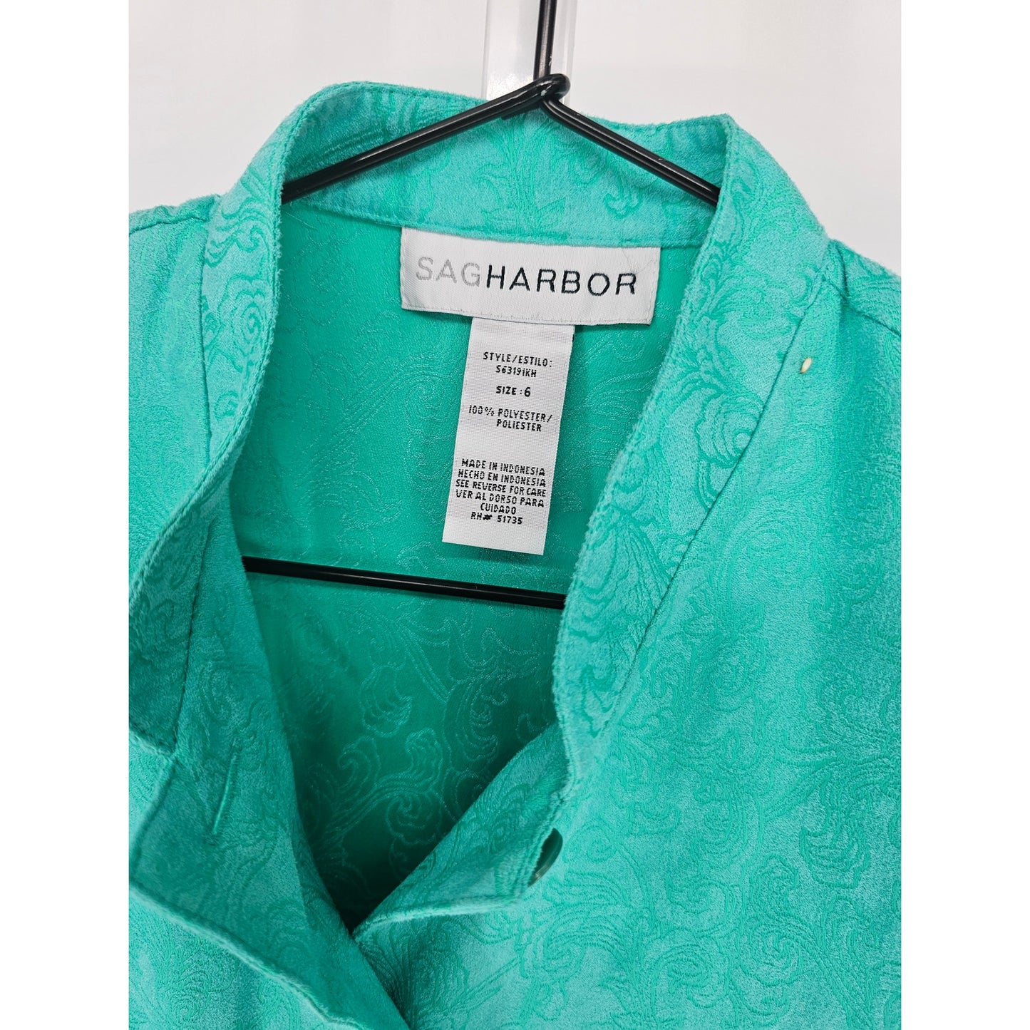 Vintage Sag Harbor Womens Sz 6 Teal Blue Green Blazer Jacket Floral
