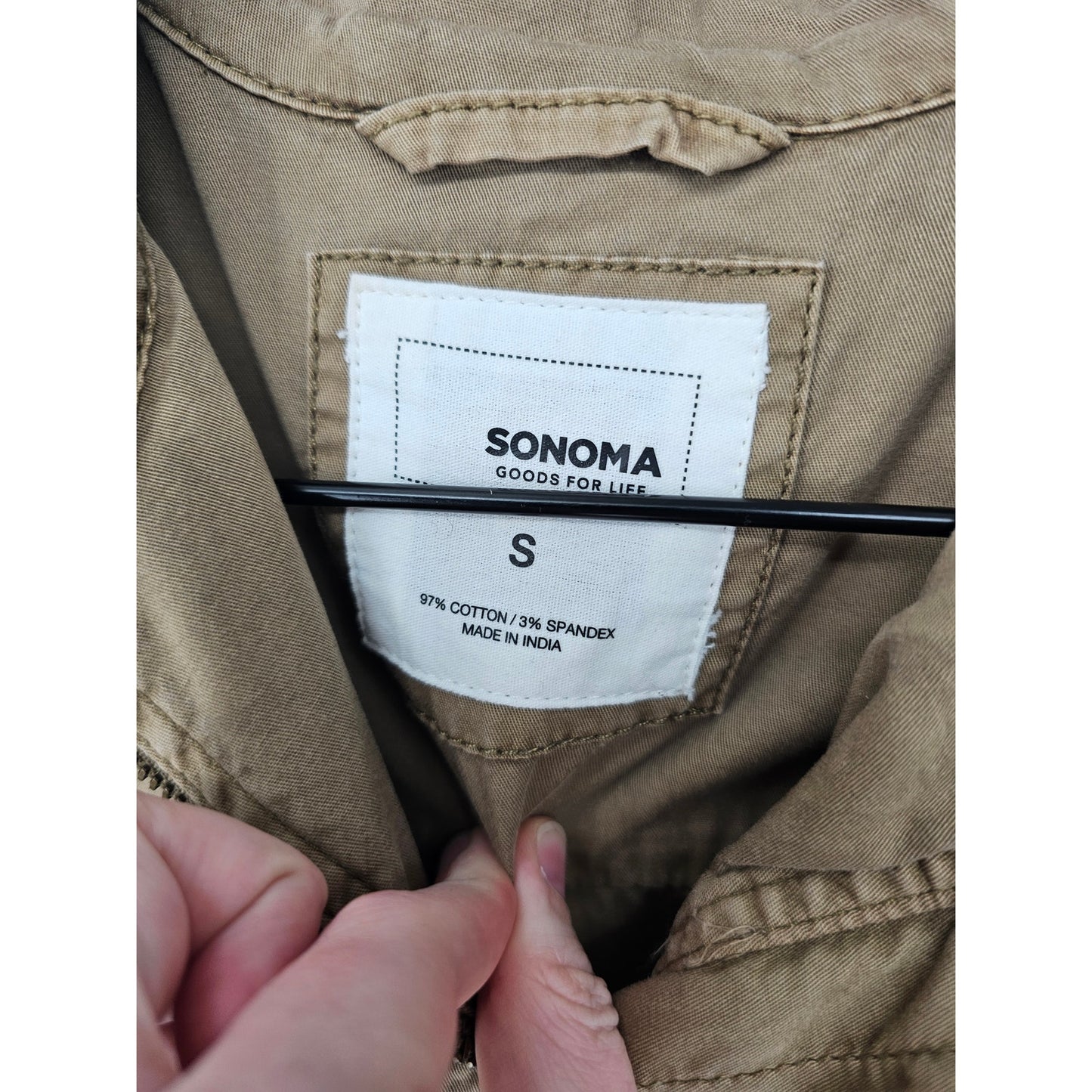 Sonoma Womens Sz S Zip Up Safari JAcket Tan W/ Pockets