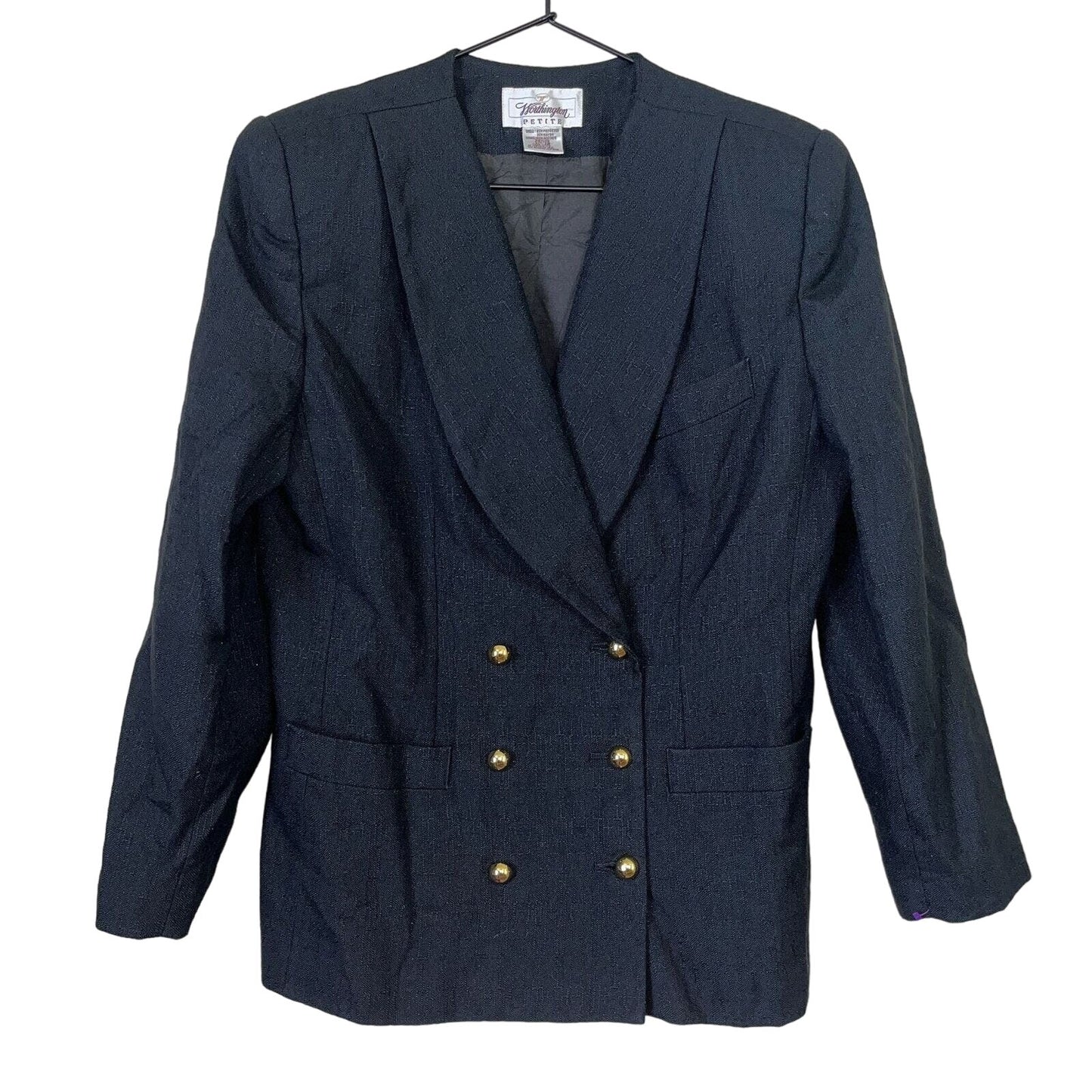 Vintage 1990s Worthington Petite 12P Double Breasted Blazer Black