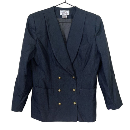 Vintage 1990s Worthington Petite 12P Double Breasted Blazer Black