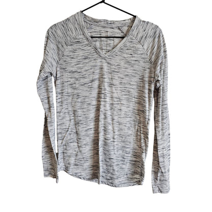 BCG Womens Sz M Long Sleeve V Neck T Shirt Light Heather Gray