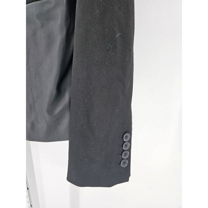 Exprss Womens Sz 6 Single Button Suit Jacket Blazer Black Faux Leather Trim