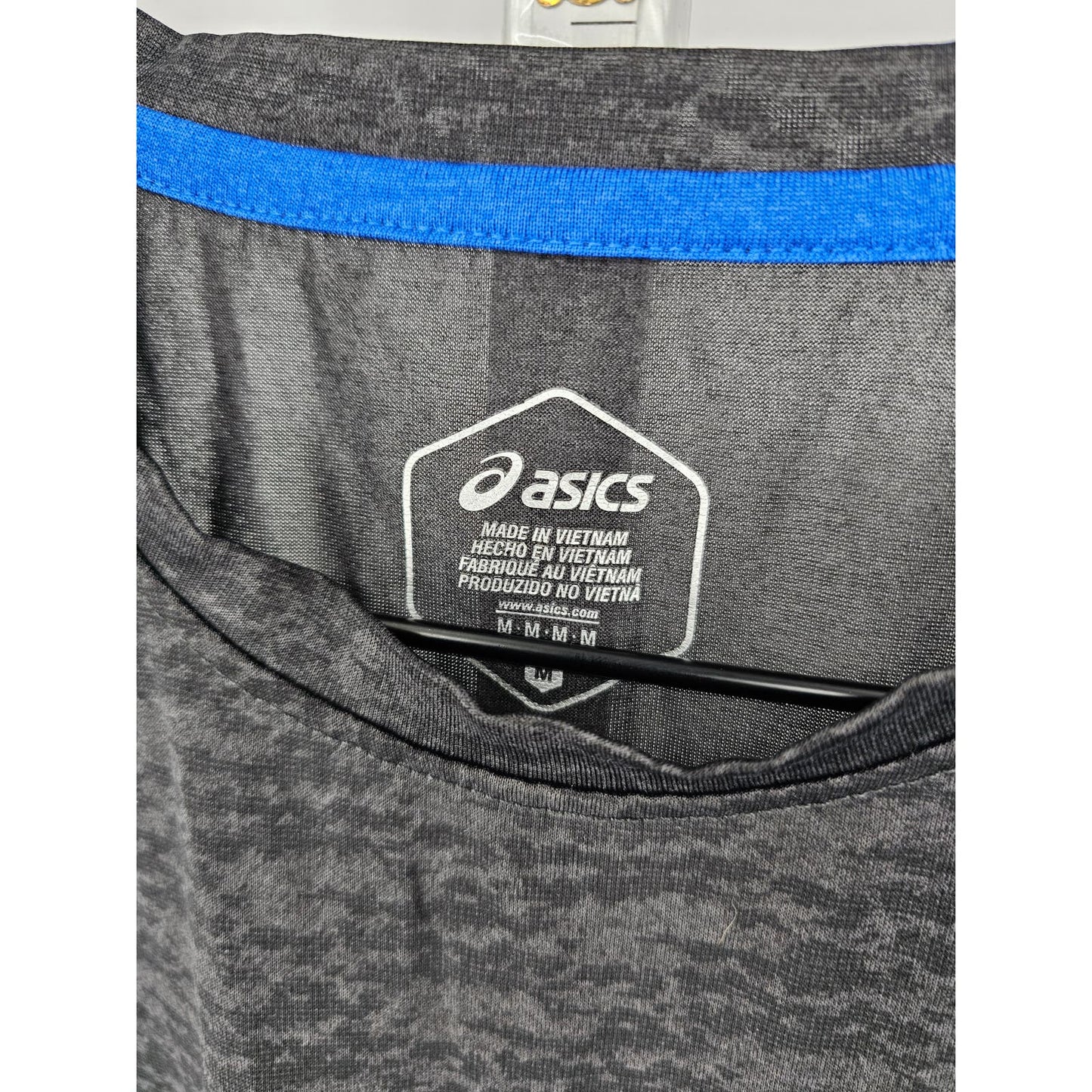 Asics Mens Sz M Short Sleeve Athletic T Shirt Black Gray Fitted