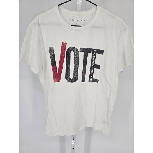 Aeropostale Womens Sz S Short Sleeve T Shirt Vote Election White