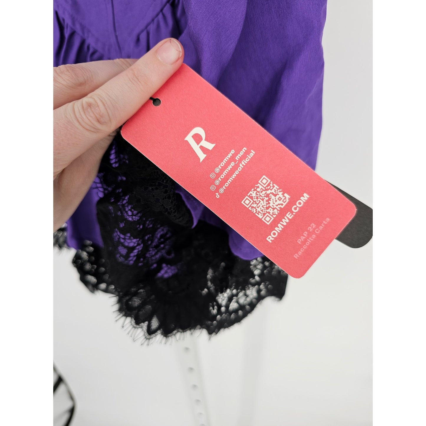 Romwe Womens Sz M Punk Contrast Mini Dress Bright Purple Black Lace NEW