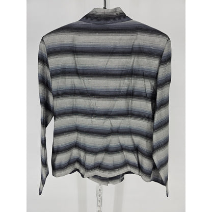 Vintage DJ Summers Womens Sz 8 Textured Blazer Jacket Blue Gray Striped