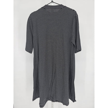 Apt 9 Womens Sz Xl Knee Length Short Sleeve Shirt Dress Black White Striped