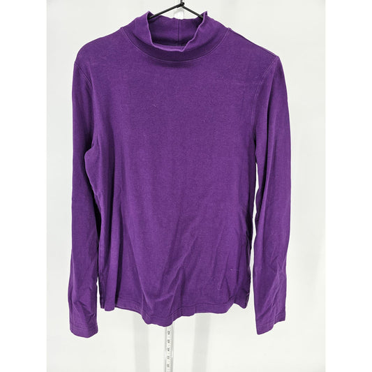 Croft & Barrow Womens Sz M Long Sleeve Cotton Turtleneck Top Purple