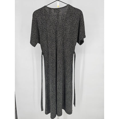 New York & Company Womens Sz M Knee Length Career Dress Black Tan Short Sleeve