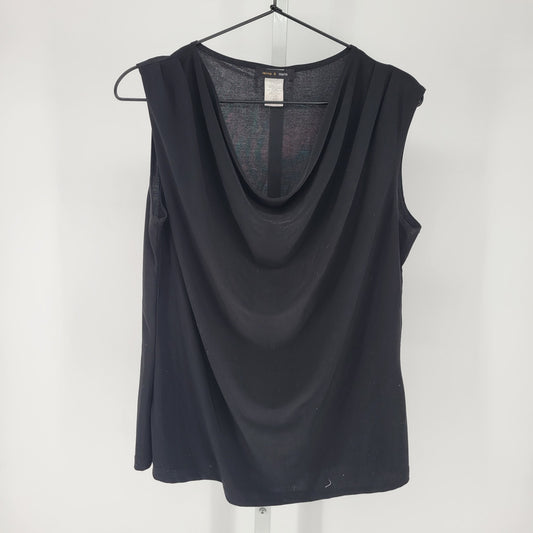 Jennie & Marlis Womens Sz L Scoop Neck Blouse Solid Black Sleeveless