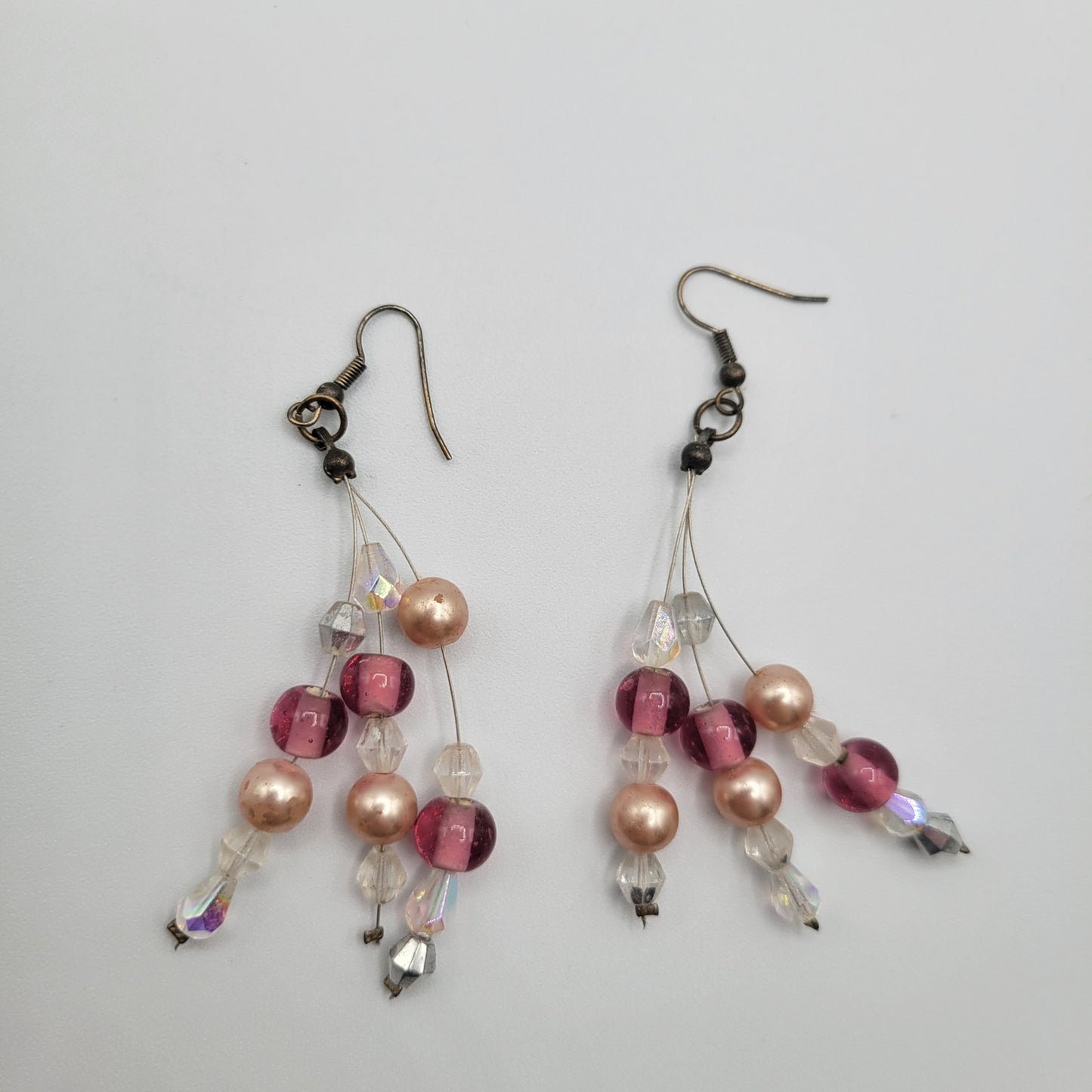 Vintage BARCS Silver TONE Amber Orange Glass CABOCHON Clip ON Earrings