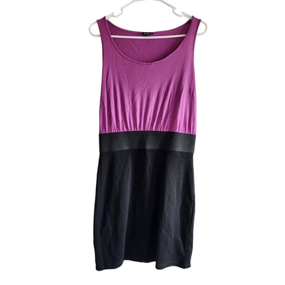 Allen B Schwartz Womens Sz M Tank Top Dress Black Purple Knee Length