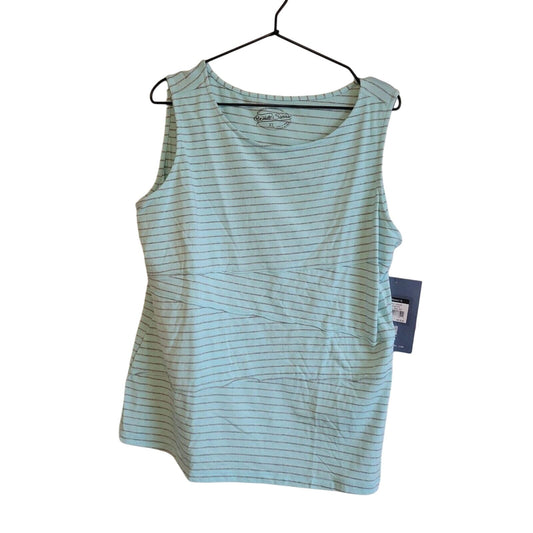 White Sierra Womens Sz XL Shadow Tank Top Aqua Striped NEW