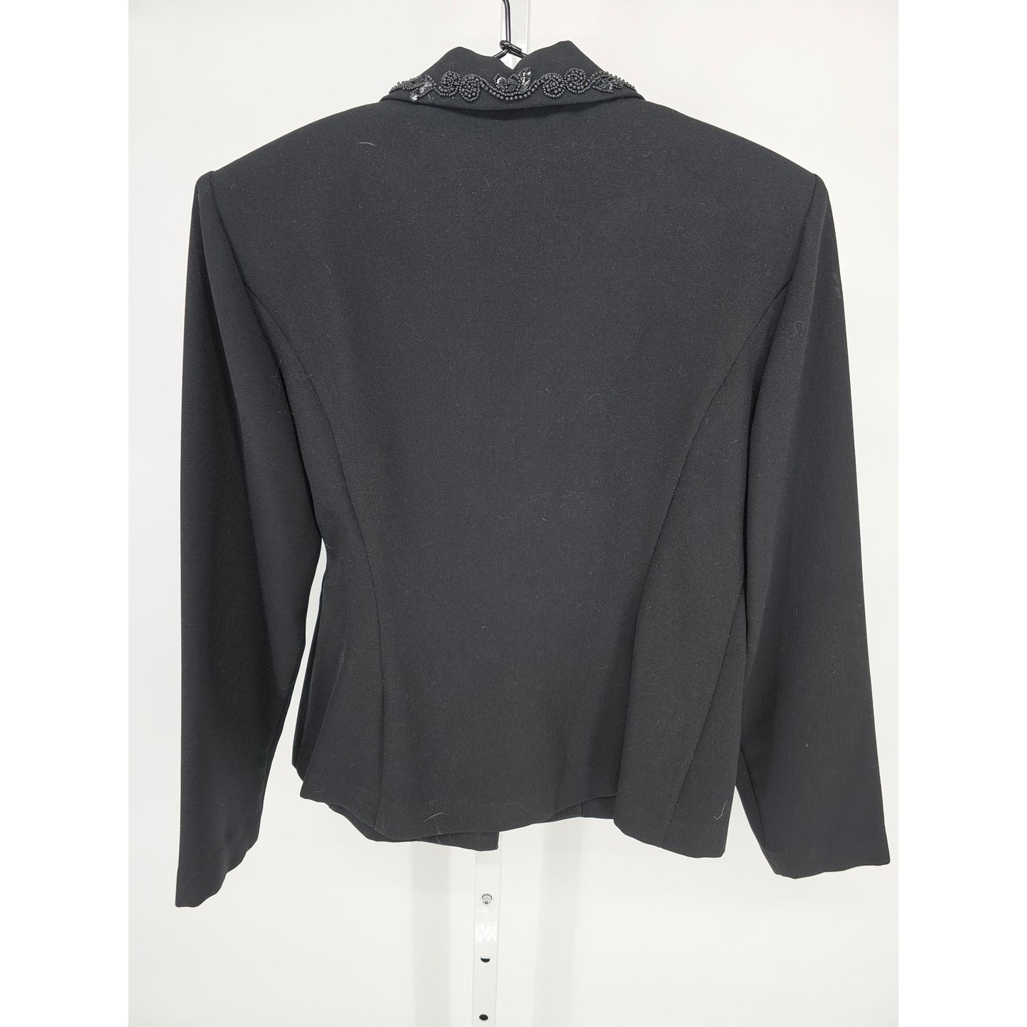 Vintage John Roberts Womens Sz 8 Blazer Jacket Black Beaded Collar