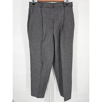 Vintage Kathie Lee Petite 14P Straight Leg Dress Pants Gray Pinstripe