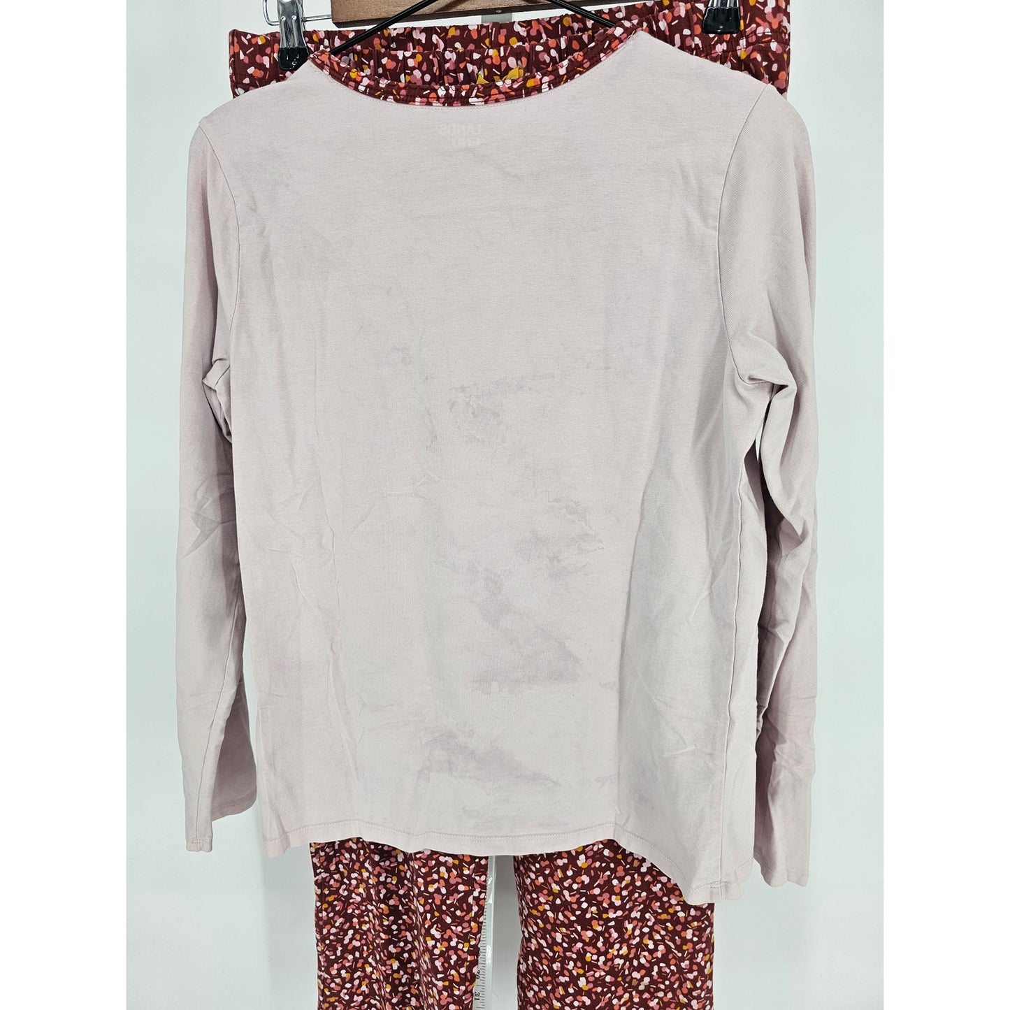 Lands End Womens Sz S Long Sleeve Pajama Set Lt Pink Floral Lounge Pants